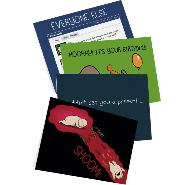 Exploding Kittens NSFW biglietti auguri compleanno 4 pezzi adulti