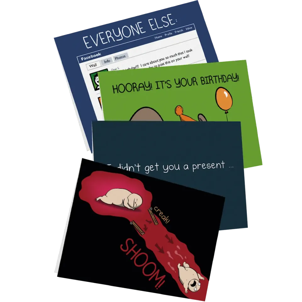 Exploding Kittens NSFW biglietti auguri compleanno 4 pezzi adulti