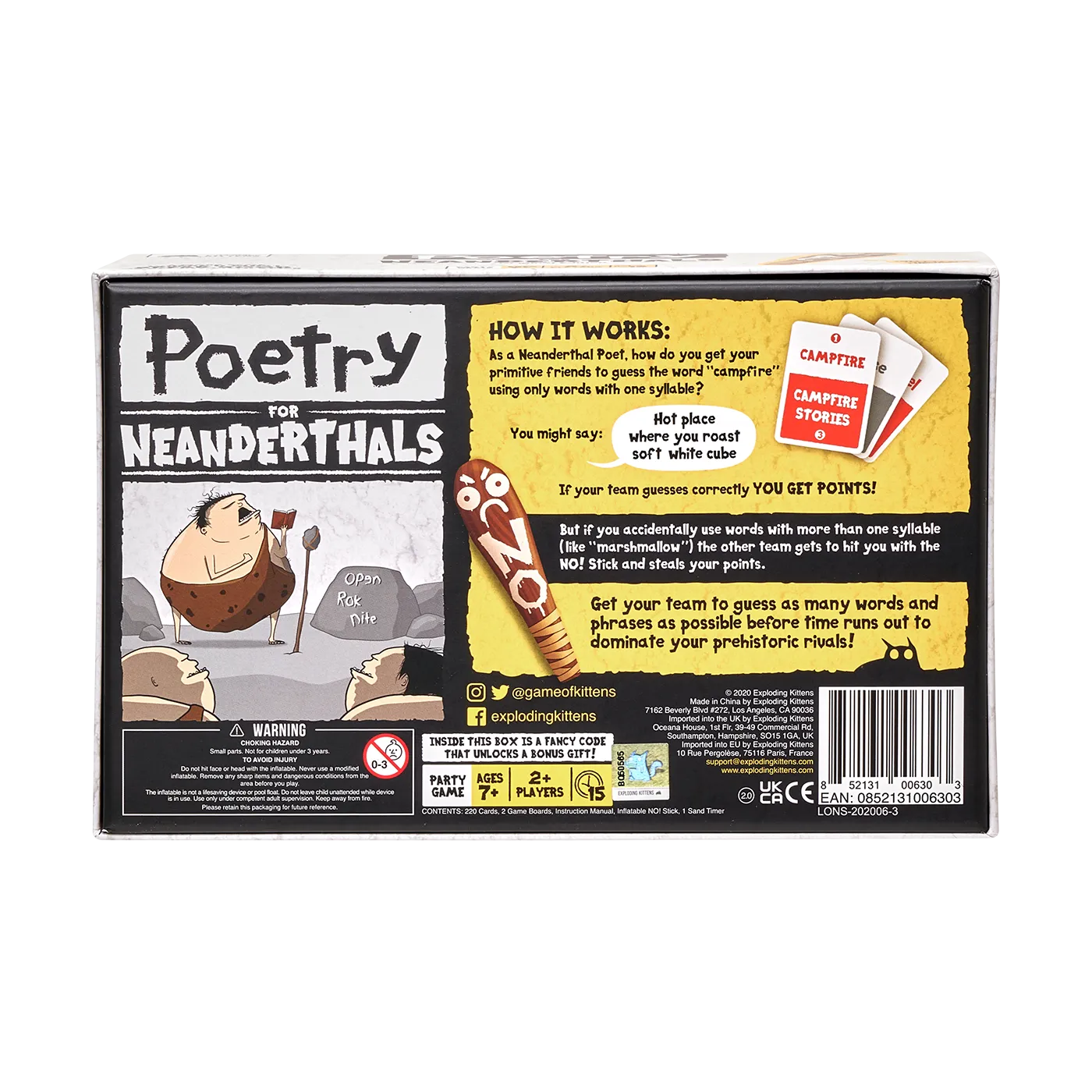 Exploding Kittens Poetry for Neanderthals gioco di carte English Version party