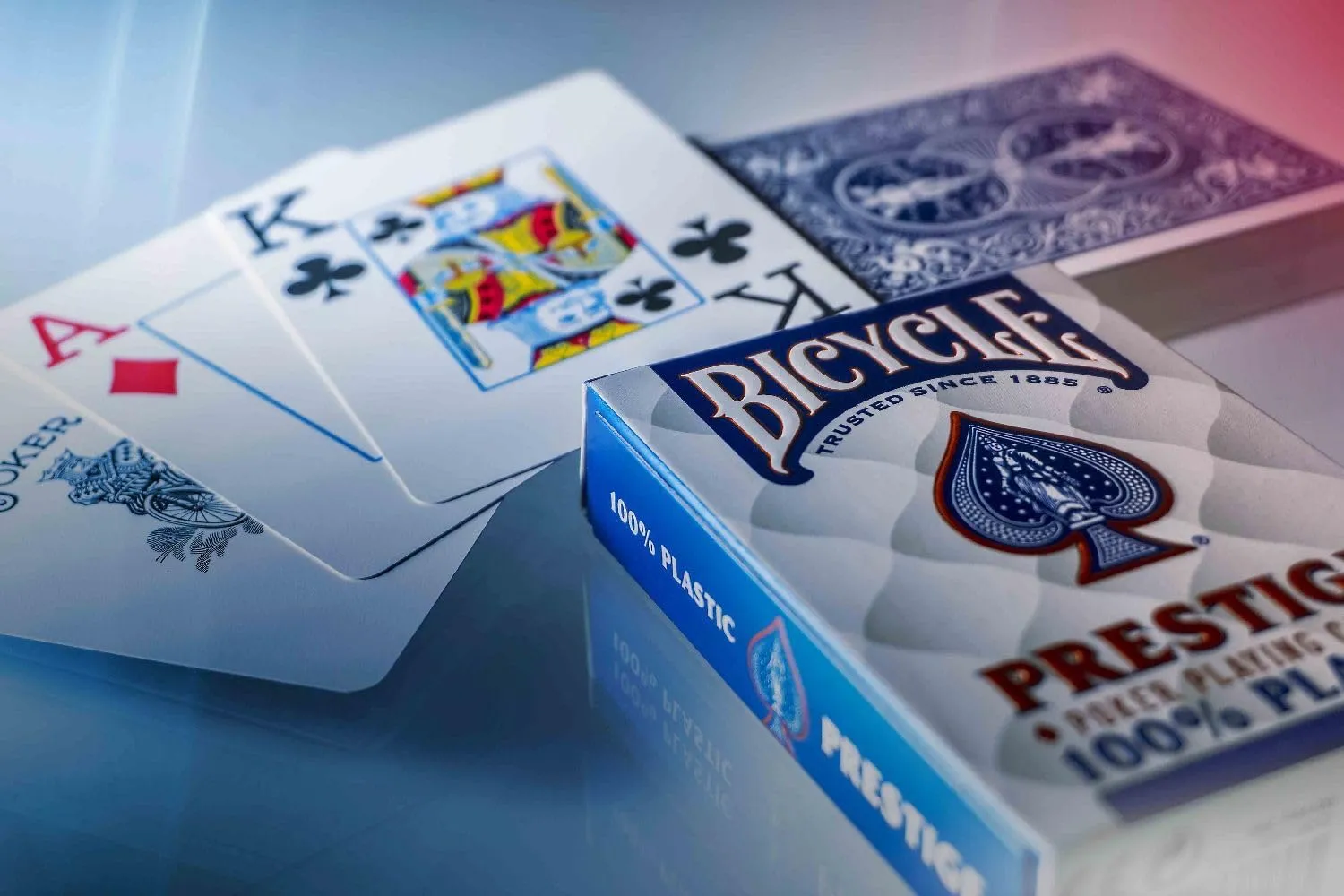 Bicycle Prestige carte da poker plastica indici jumbo rosso/blu
