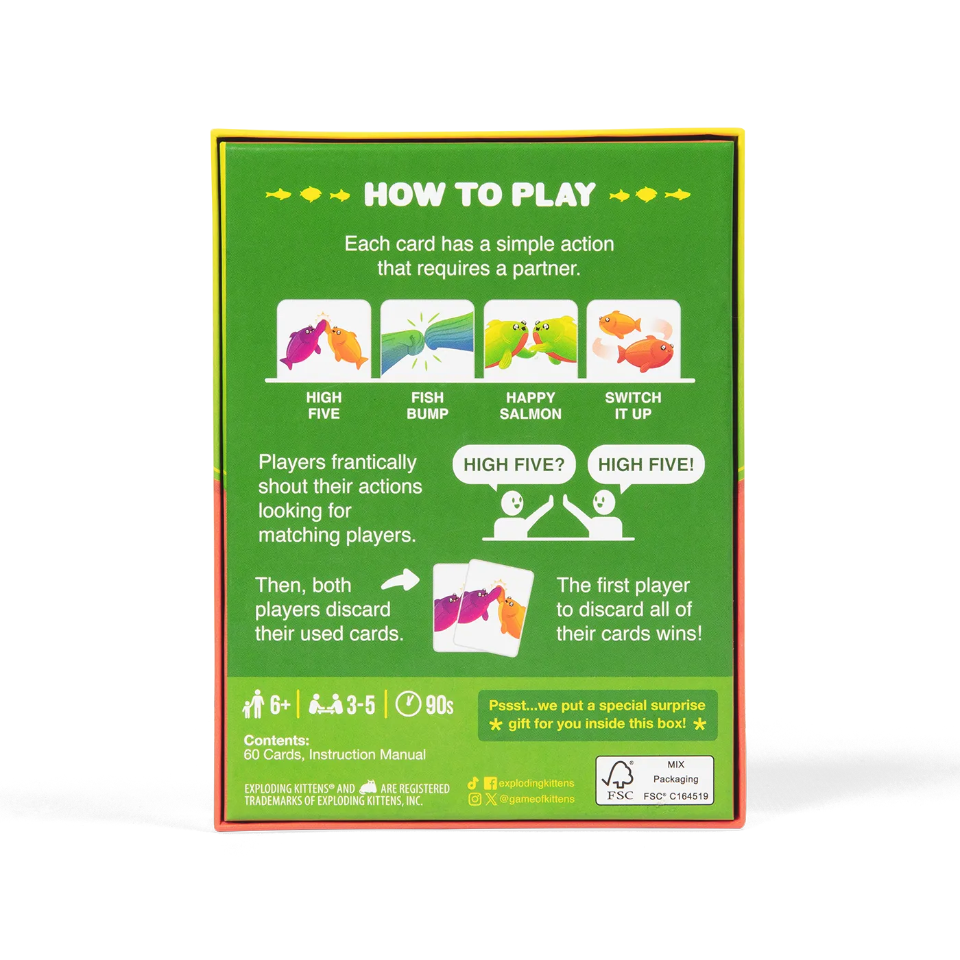 Exploding Kittens Happy Salmon Grab & Game gioco carte viaggio