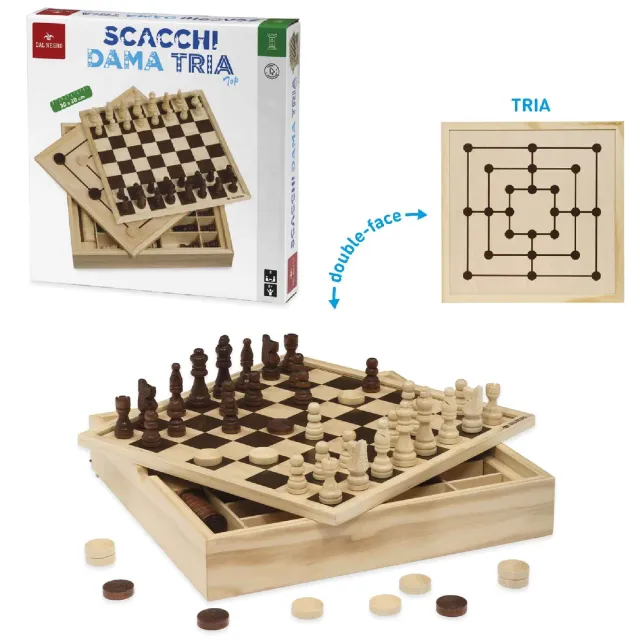 Dal Negro 53908 Scacchi Dama Tria gioco in legno naturale