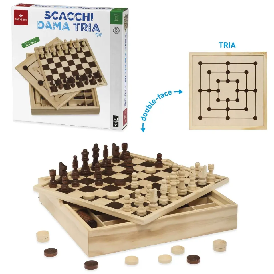 Dal Negro 53908 Scacchi Dama Tria gioco in legno naturale