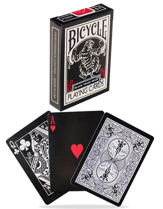 Bicycle Black Tiger Red carte poker dorso nero visibile UV