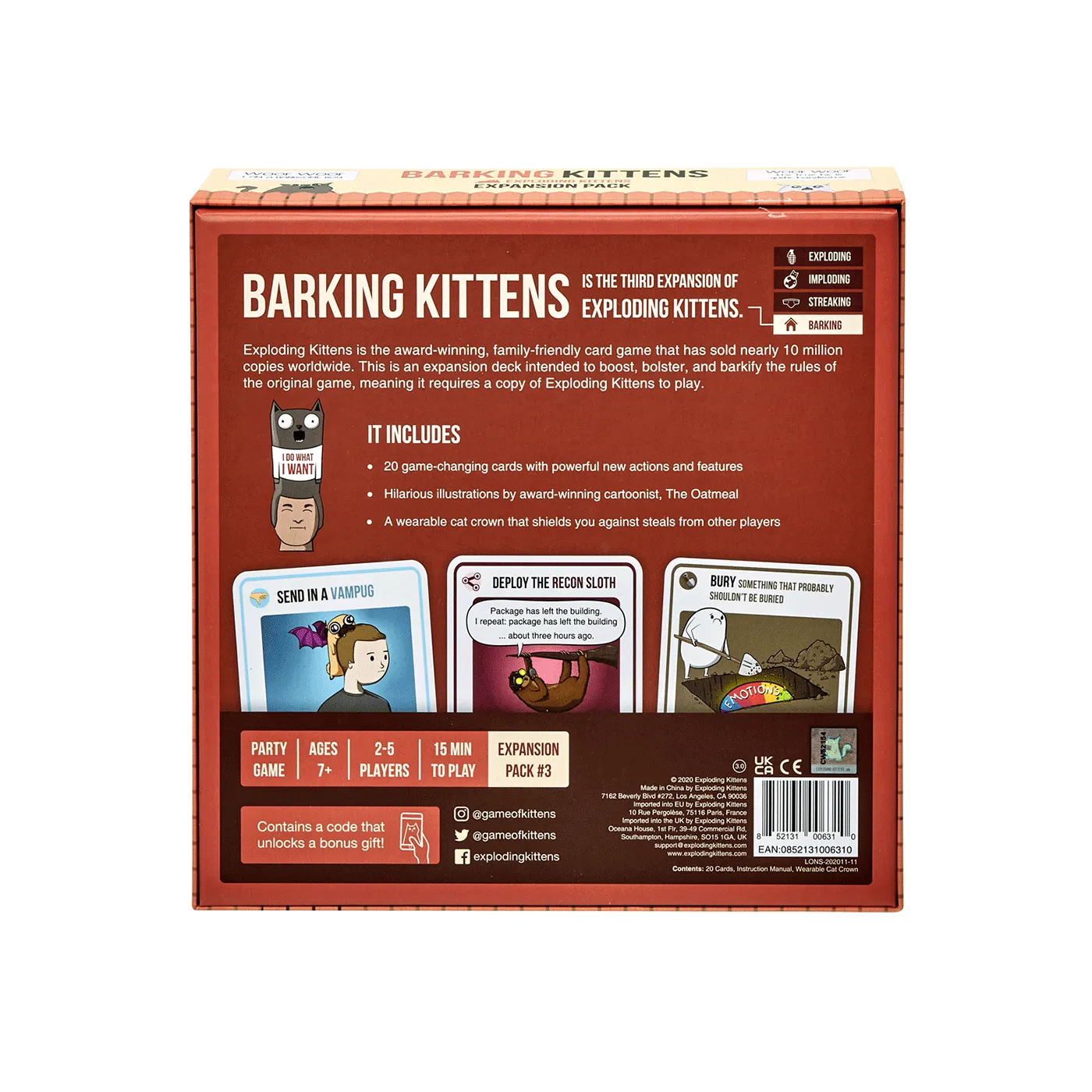 Exploding Kittens Barking Kittens espansione 20 carte