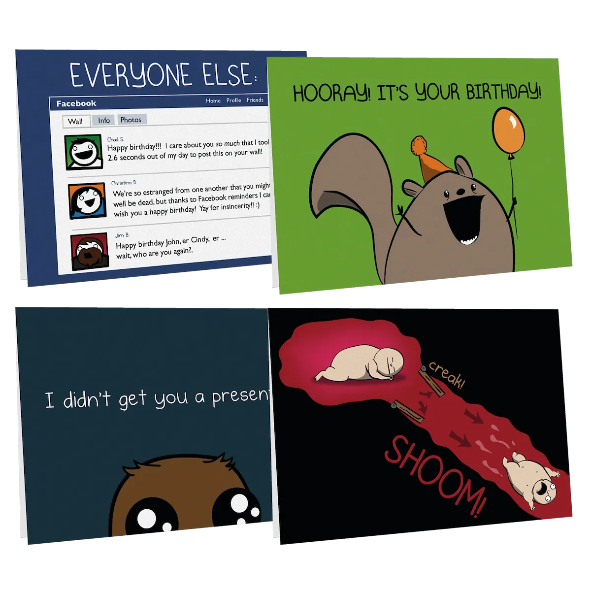Exploding Kittens NSFW biglietti auguri compleanno 4 pezzi adulti