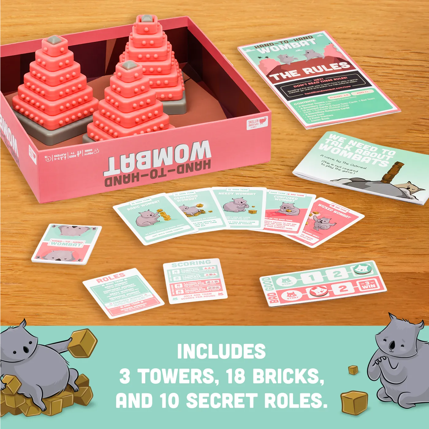 Exploding Kittens Hand-To-Hand Wombat gioco bendati bluff