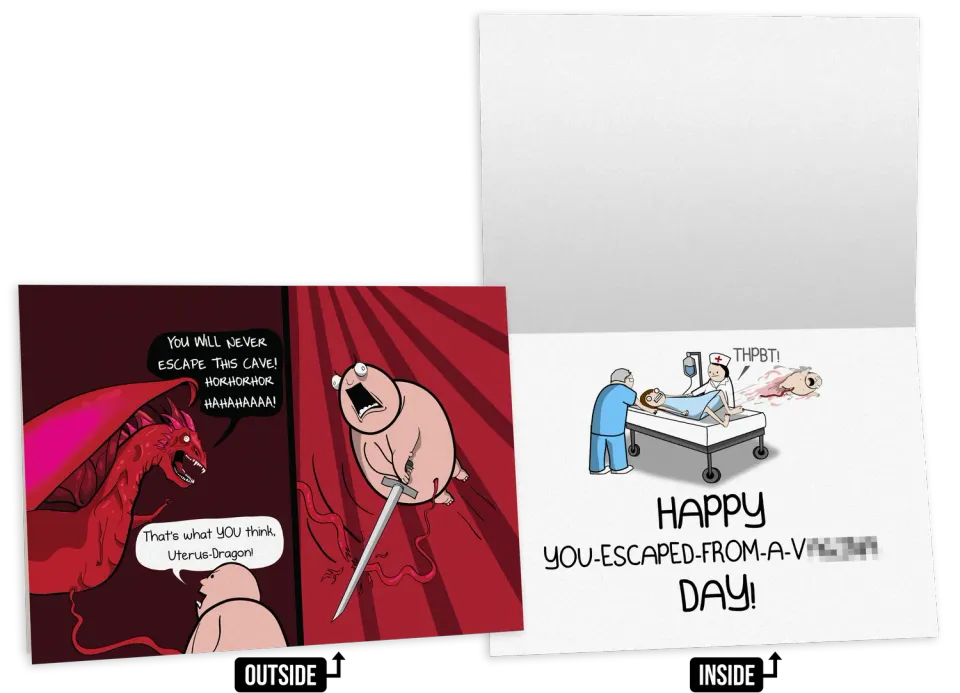 Exploding Kittens Escaped biglietto compleanno NSFW