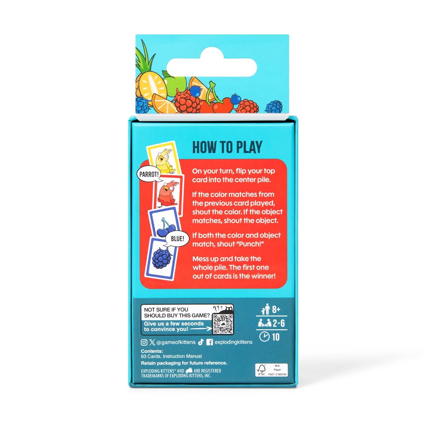 Exploding Kittens Berry Cherry Parrot Punch gioco carte veloce