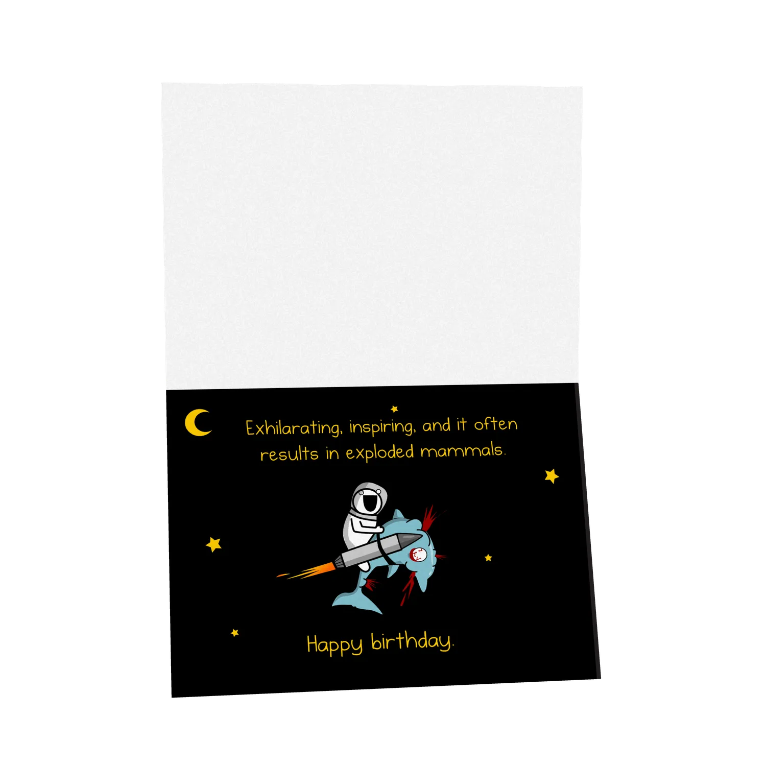 Exploding Kittens Dolphin Space biglietto compleanno NSFW