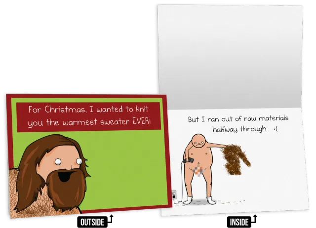 Exploding Kittens Holiday Sweater biglietto auguri singolo NSFW