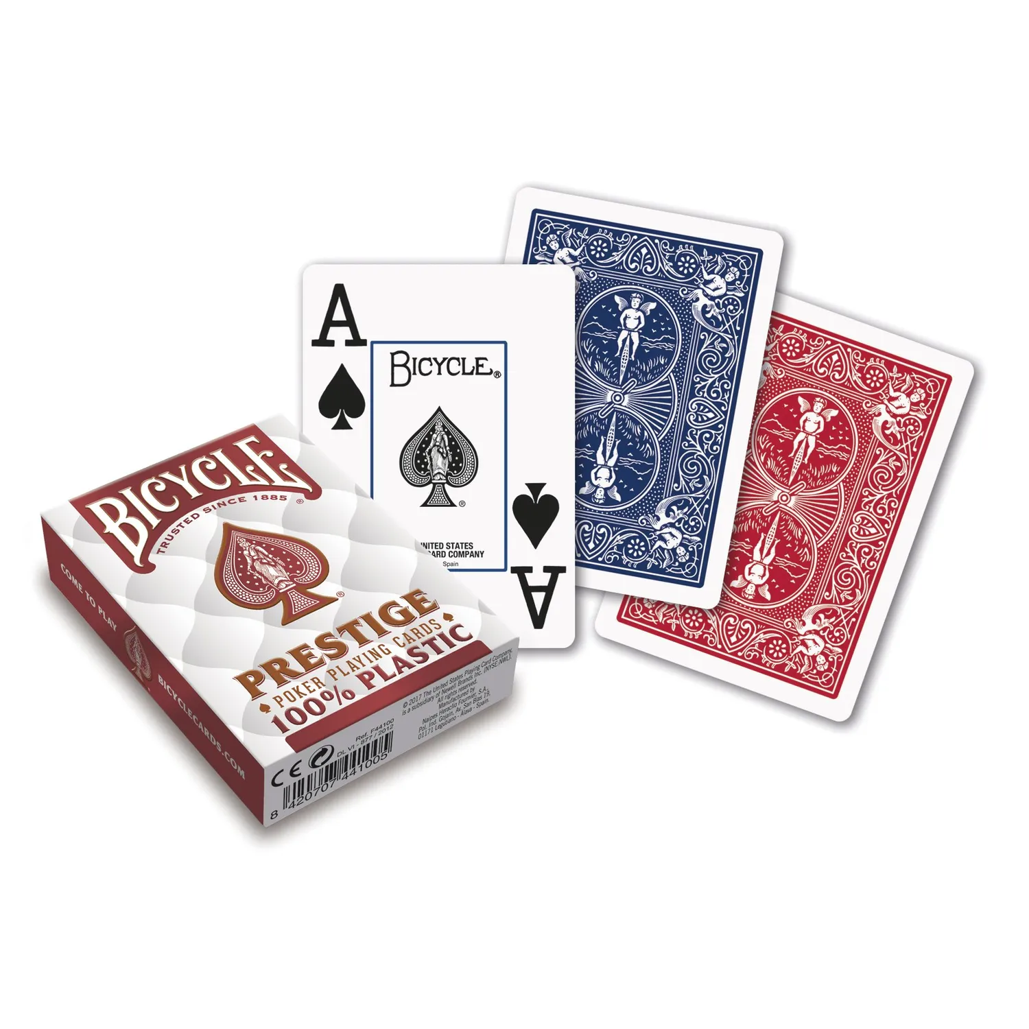 Bicycle Prestige carte da poker plastica indici jumbo rosso/blu