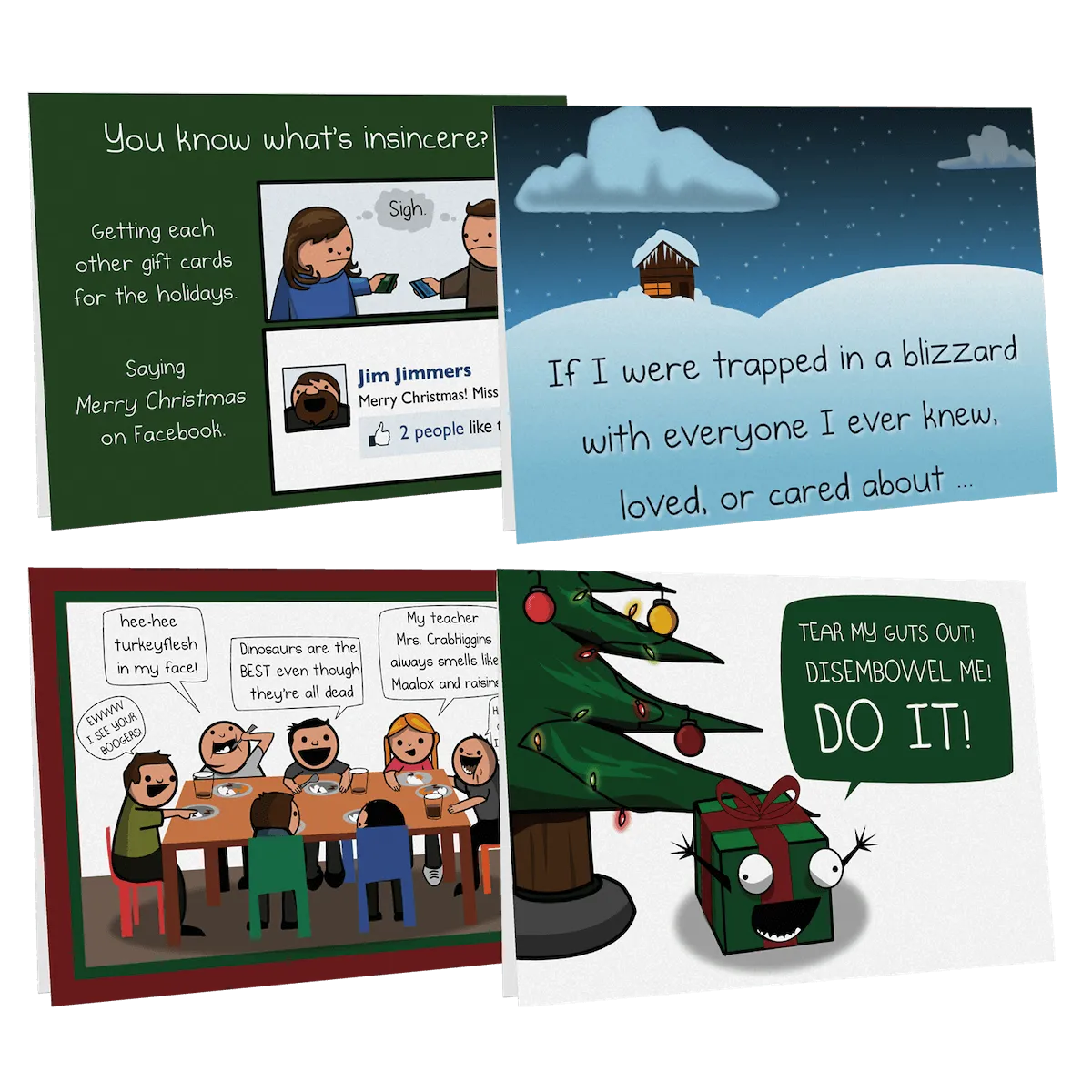 Exploding Kittens Holiday Greeting Cards biglietti auguri 4 pack NSFW