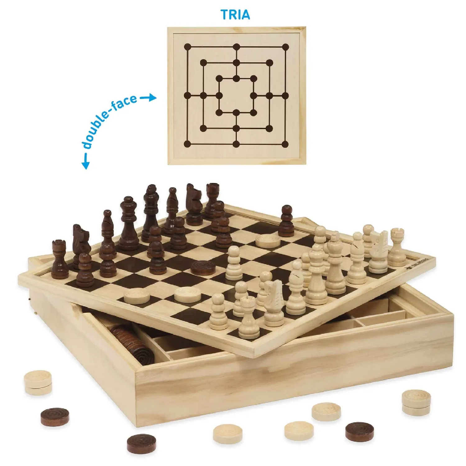 Dal Negro 53908 Scacchi Dama Tria gioco in legno naturale