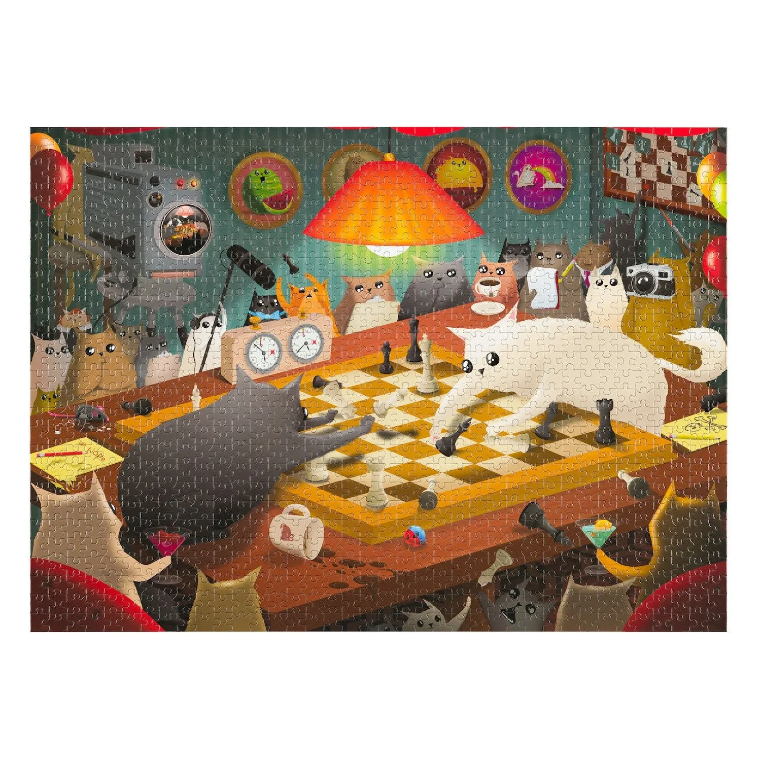 Exploding Kittens Cats Playing Chess puzzle 1000 pezzi gatti