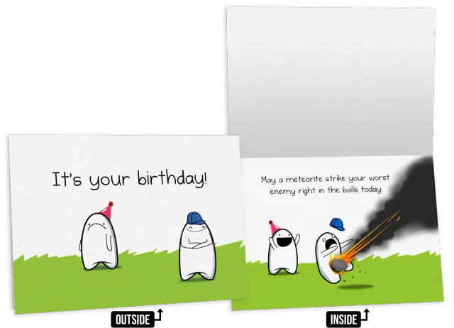 Exploding Kittens Meteorite biglietto auguri compleanno NSFW