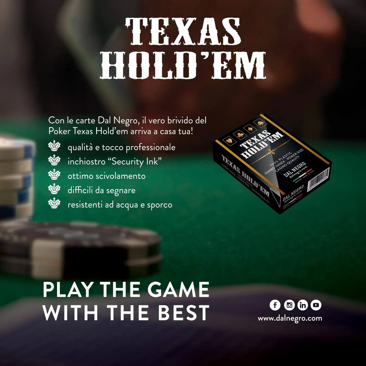 Dal Negro Texas Hold'em Casino Quality carte poker PVC nero