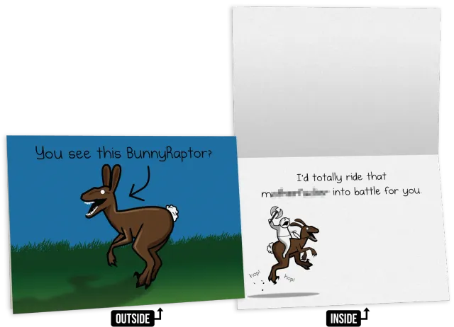 Exploding Kittens BunnyRaptor biglietto amicizia NSFW