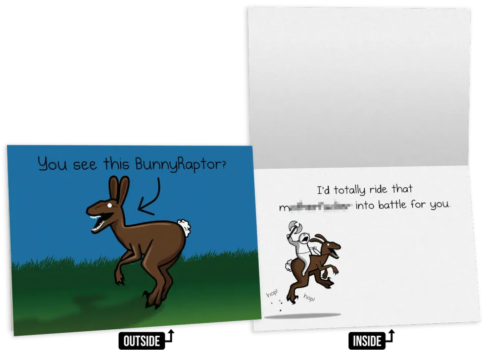 Exploding Kittens BunnyRaptor biglietto amicizia NSFW