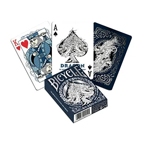 Bicycle Dragons carte da poker mazzo collezione blu argento