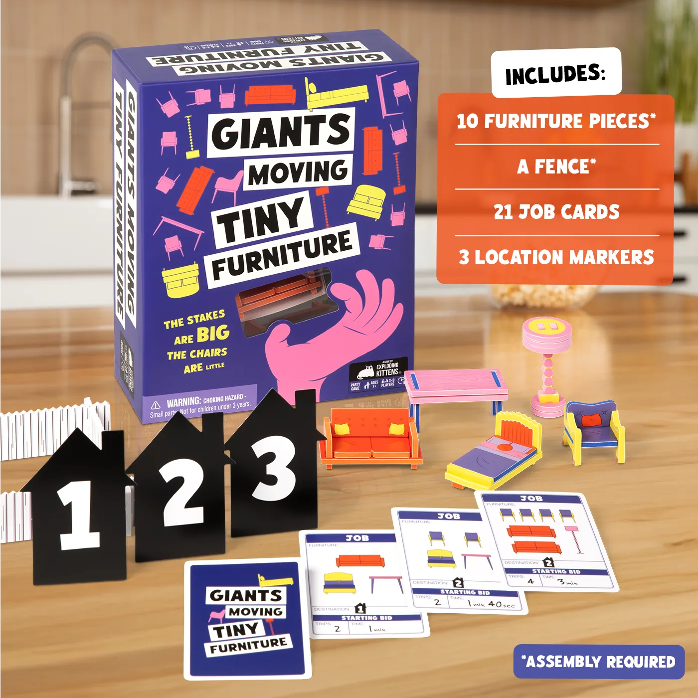 Exploding Kittens Giants Moving Tiny Furniture gioco party