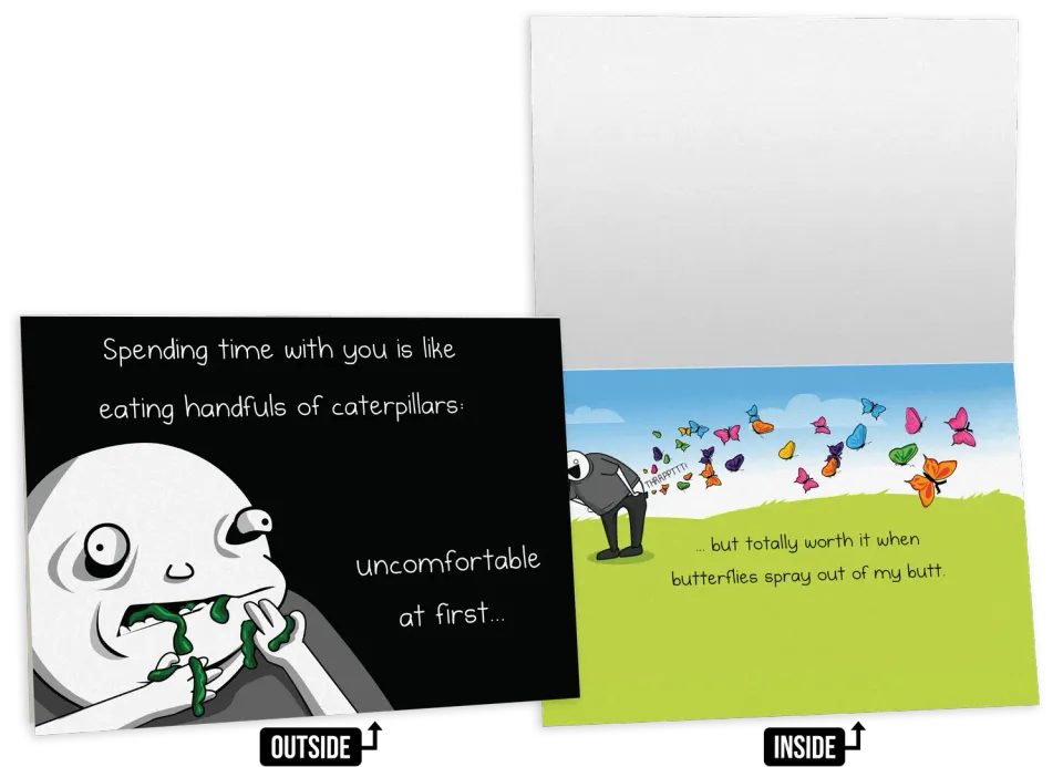 Exploding Kittens Caterpillar biglietto auguri NSFW amore amicizia