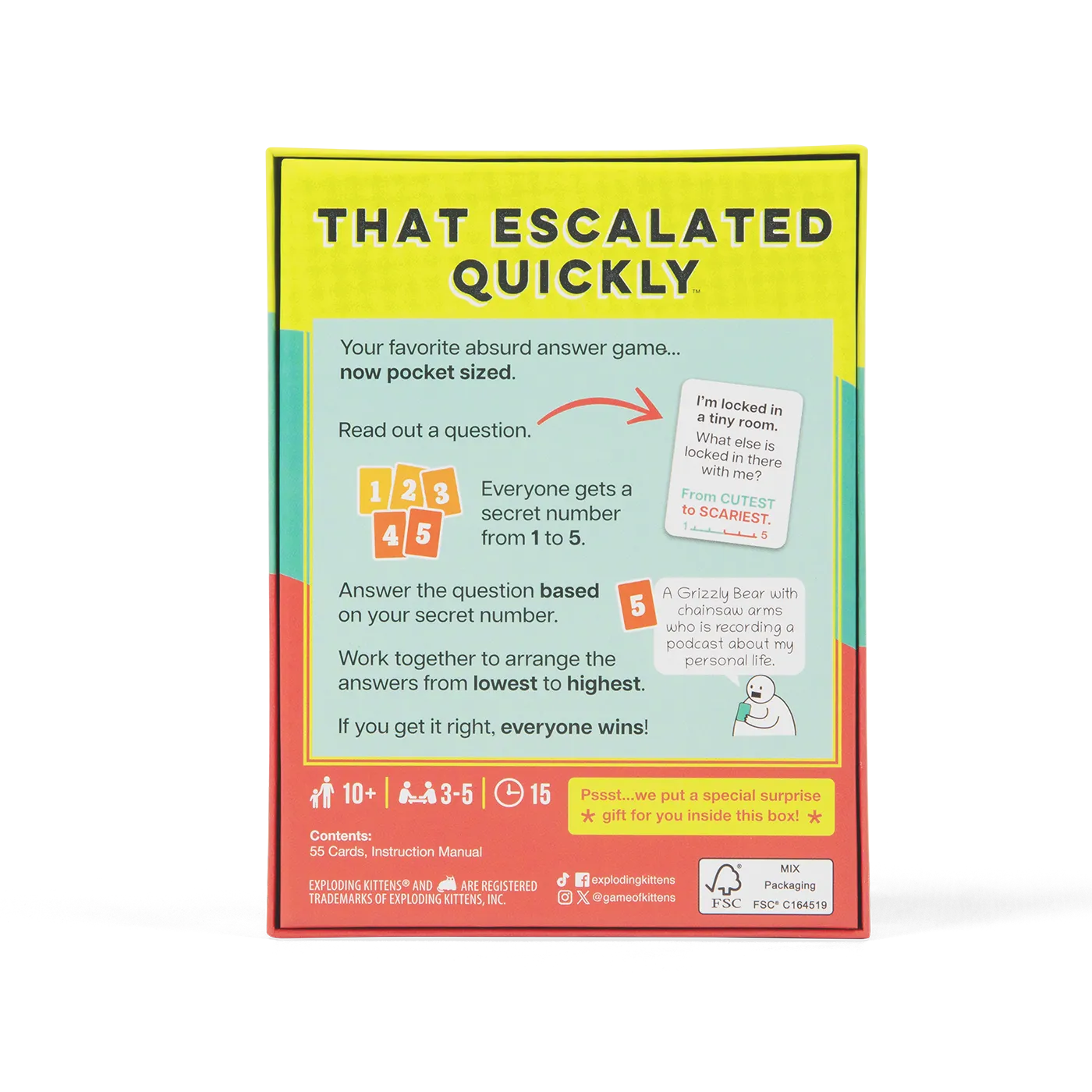 Exploding Kittens That Escalated Quickly Grab & Game gioco viaggio