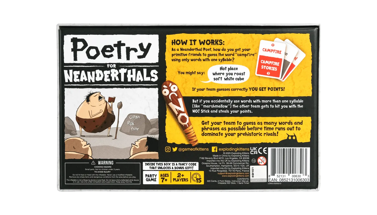 Exploding Kittens Poetry for Neanderthals bundle gioco inglese