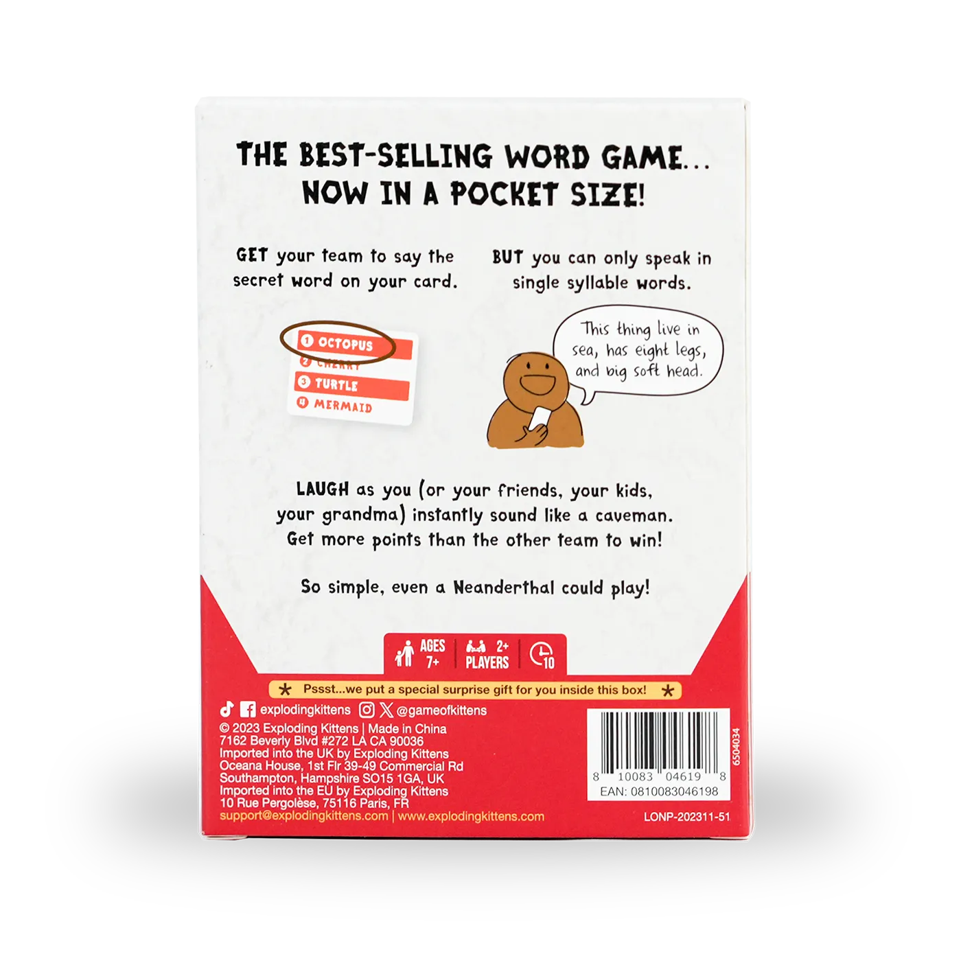 Exploding Kittens Poetry for Neanderthals Grab & Game gioco viaggio