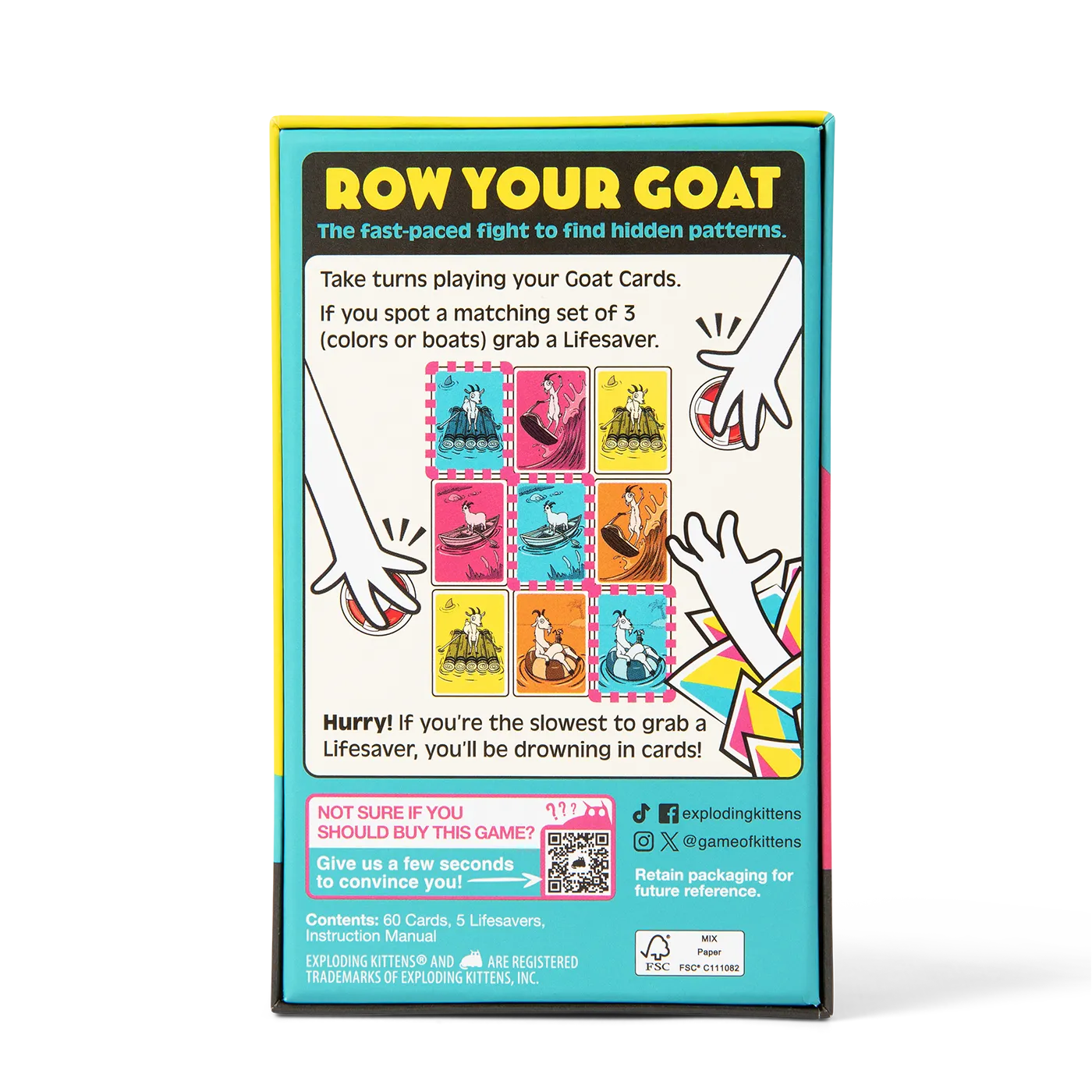 Exploding Kittens Row Your Goat gioco di carte party veloce