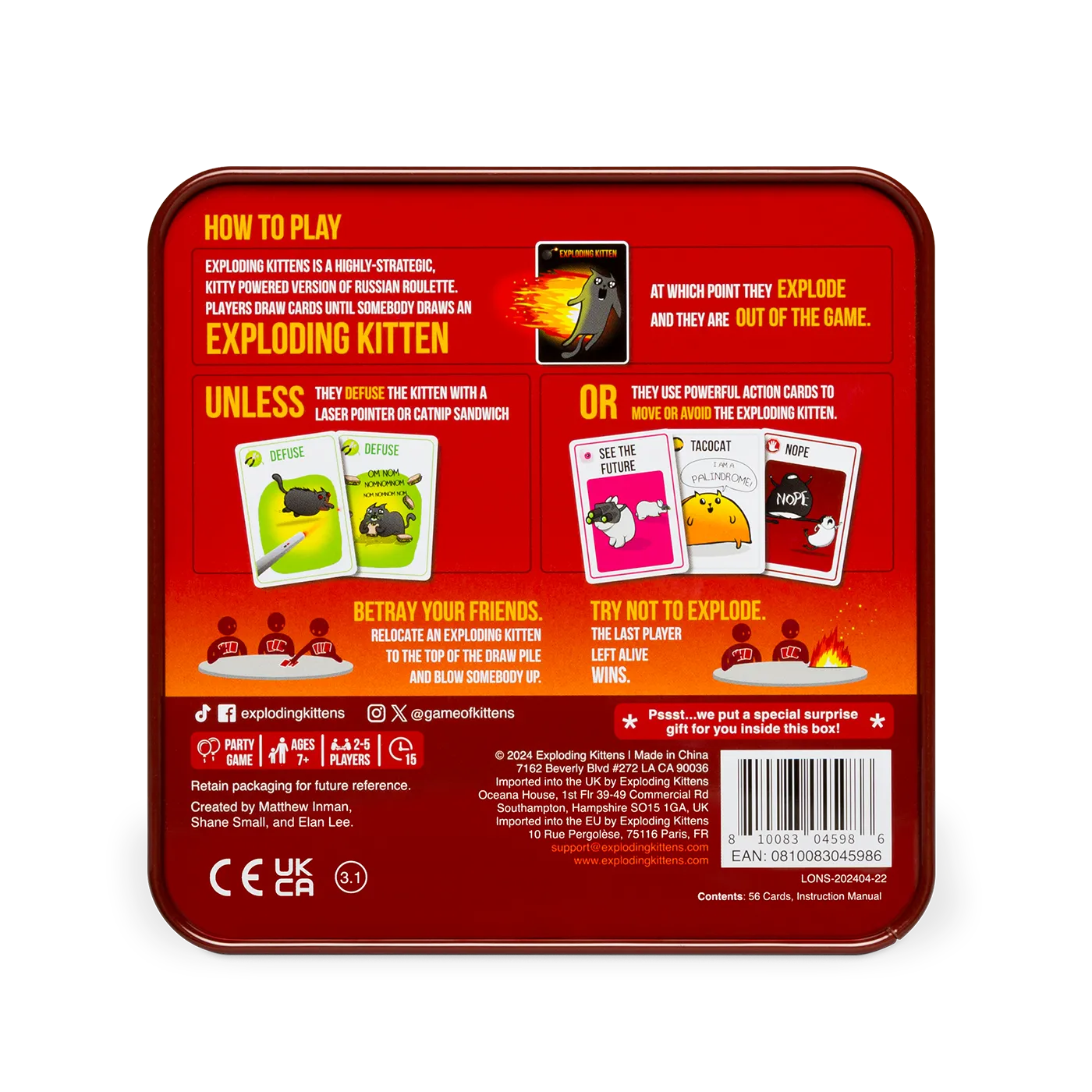 Exploding Kittens Original Edition gioco carte latta viaggio
