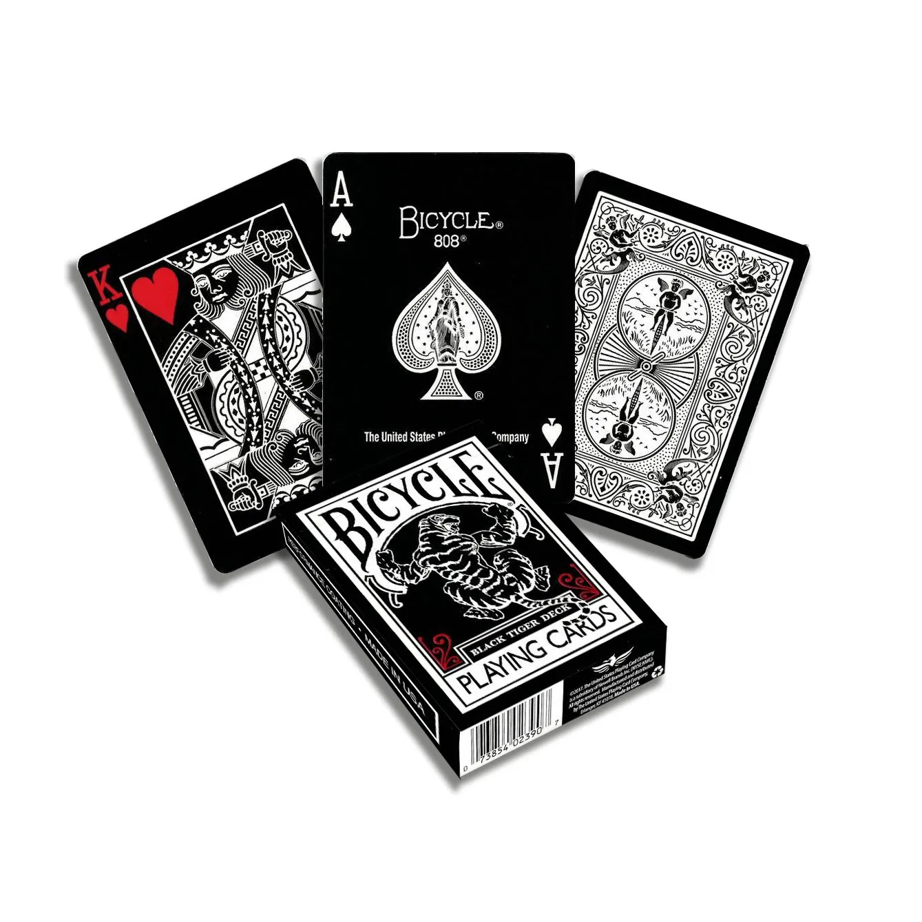 Bicycle Black Tiger Red carte poker dorso nero visibile UV