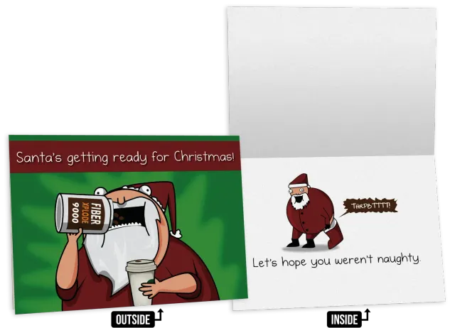 Exploding Kittens Santa's Fiber biglietto natalizio NSFW irriverente