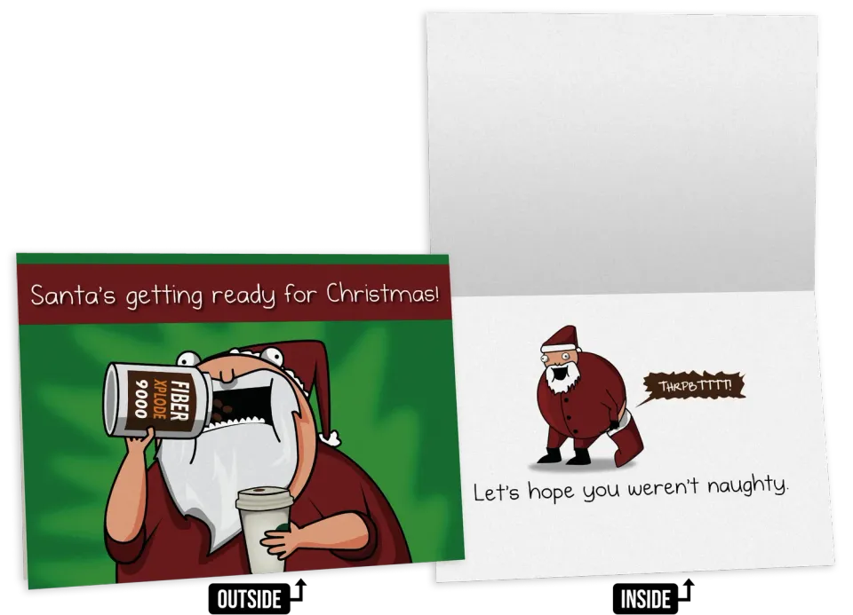 Exploding Kittens Santa's Fiber biglietto natalizio NSFW irriverente