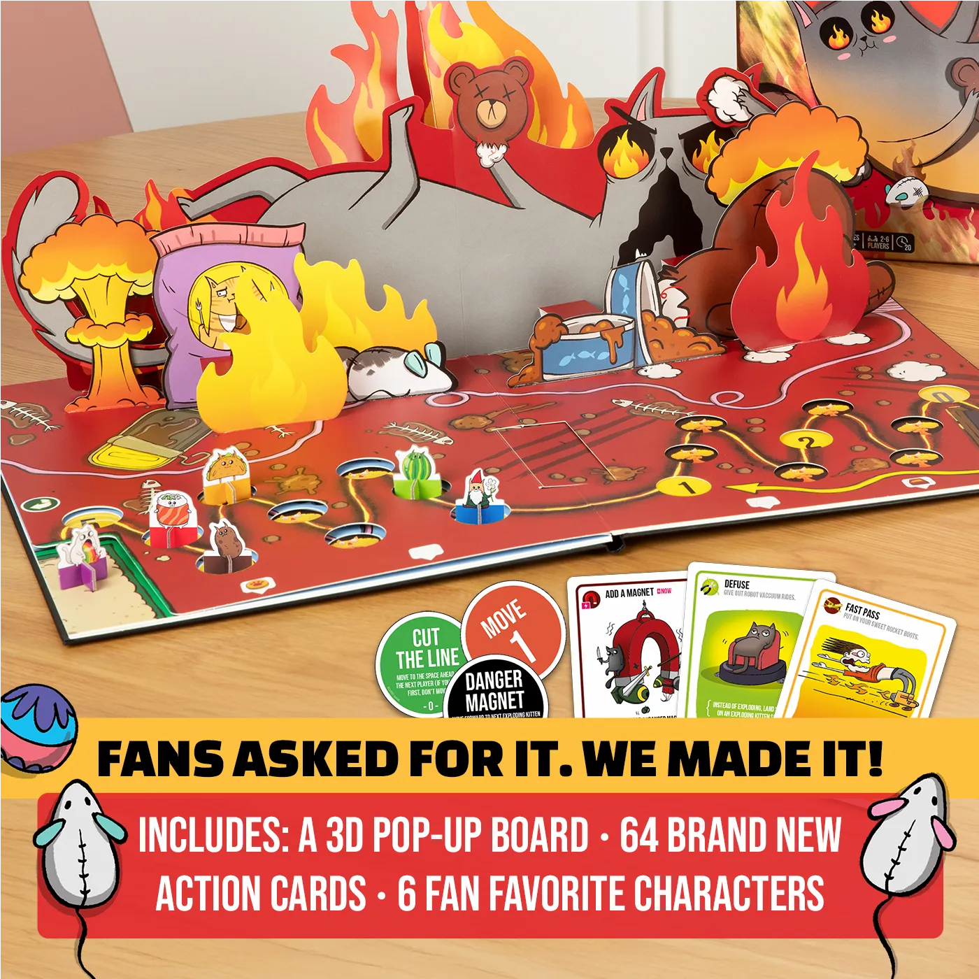Exploding Kittens The Board Game gioco da tavolo plancia doppia