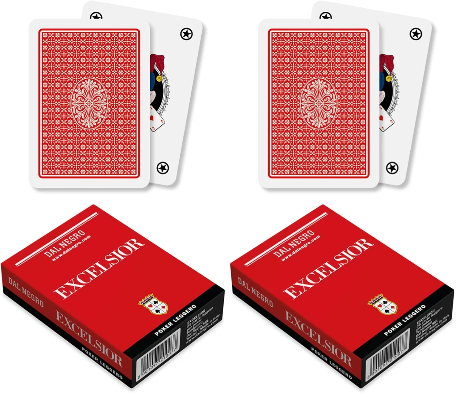 Dal Negro Poker Excelsior mazzo carte poker singolo astuccio rosso