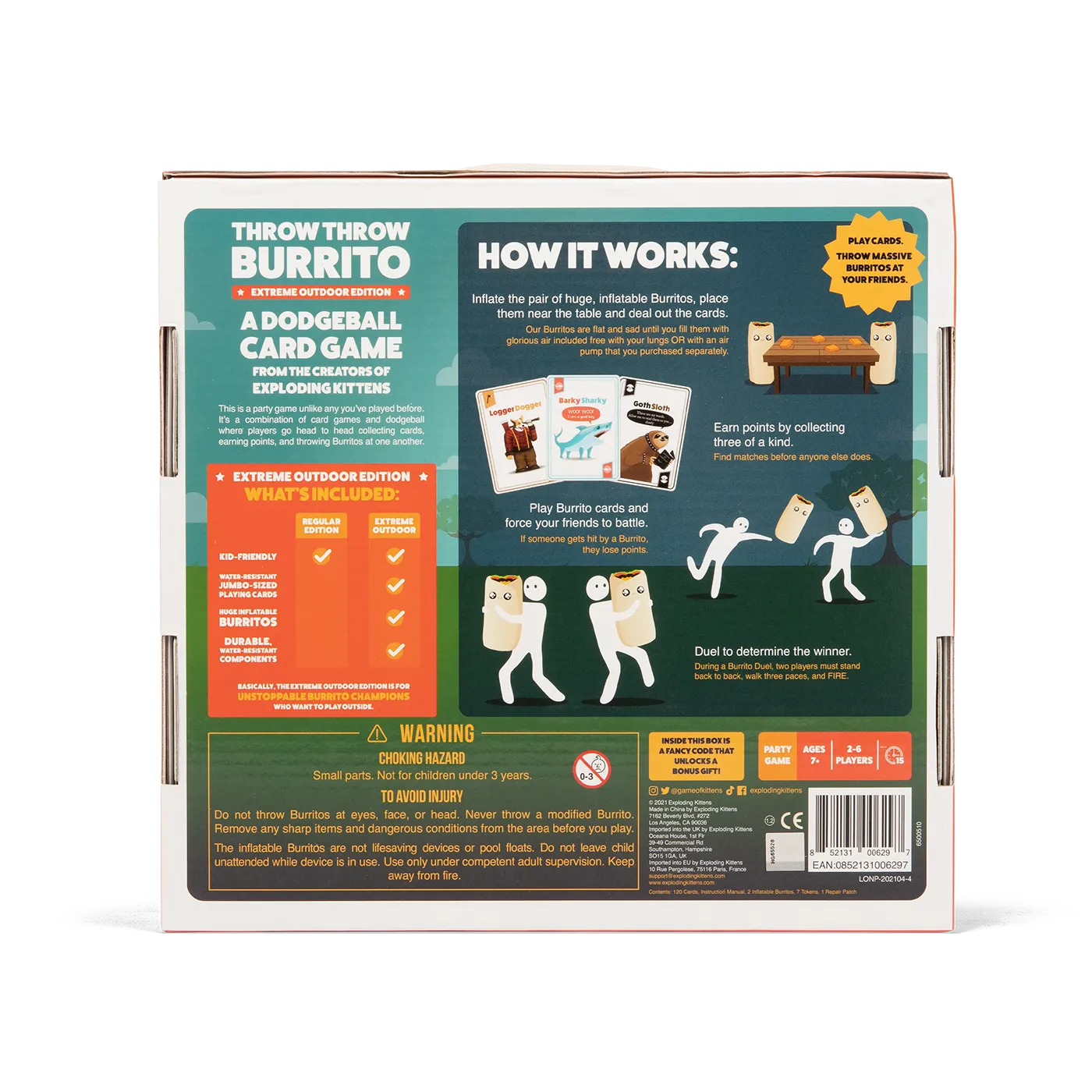 Exploding Kittens Throw Throw Burrito Extreme Outdoor gioco carte
