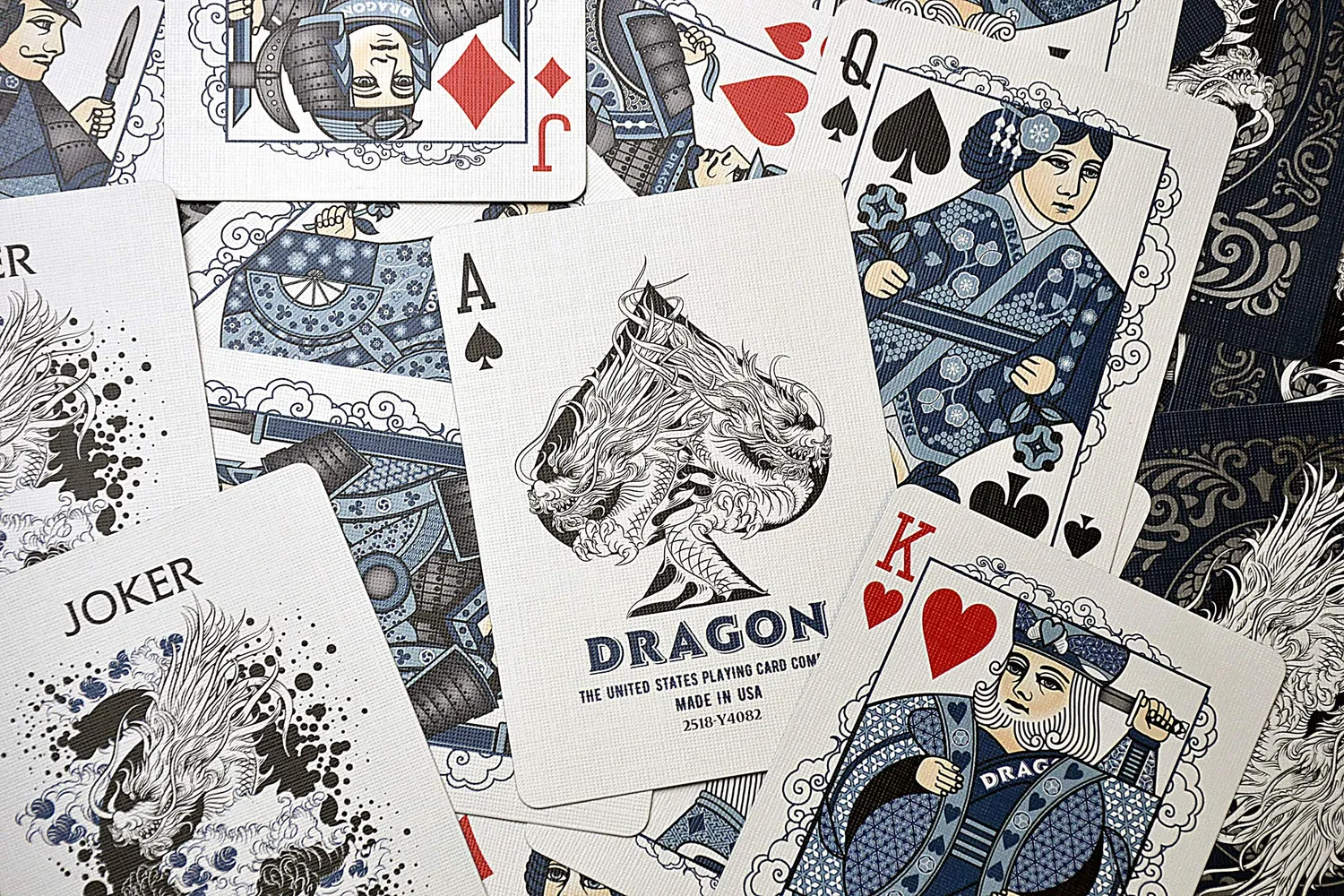 Bicycle Dragons carte da poker mazzo collezione blu argento