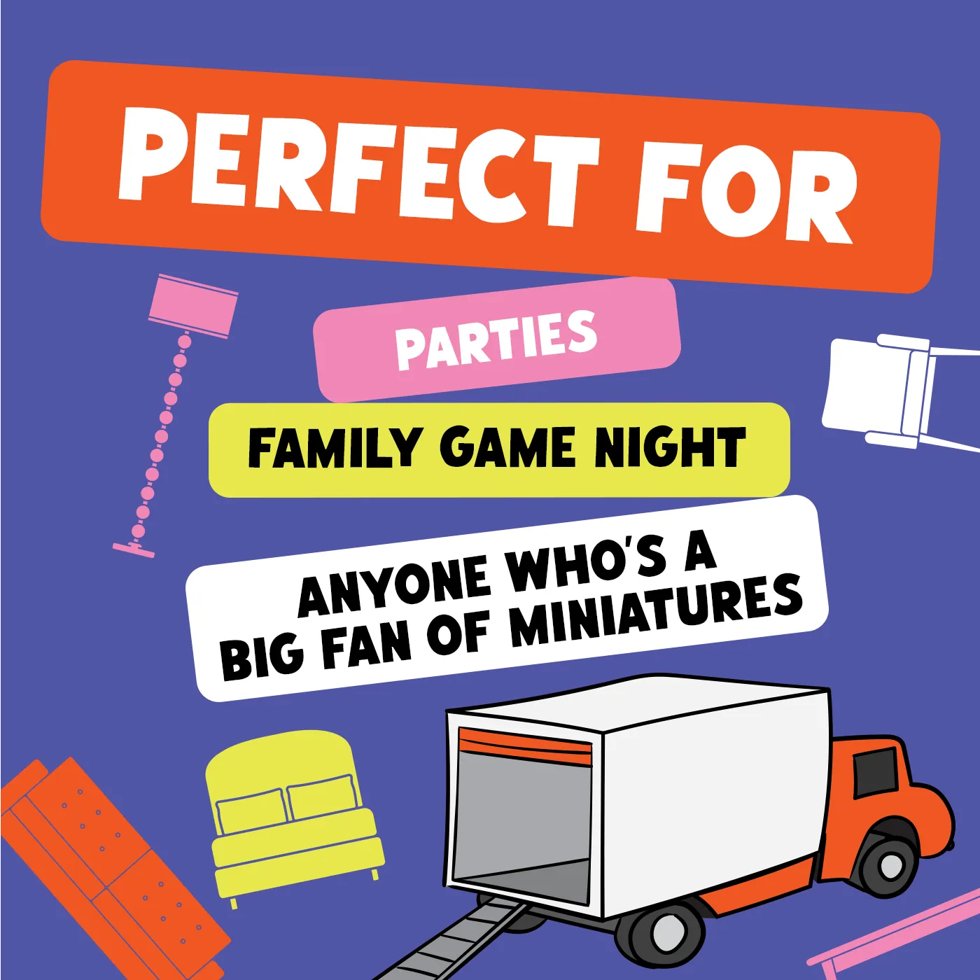Exploding Kittens Giants Moving Tiny Furniture gioco party