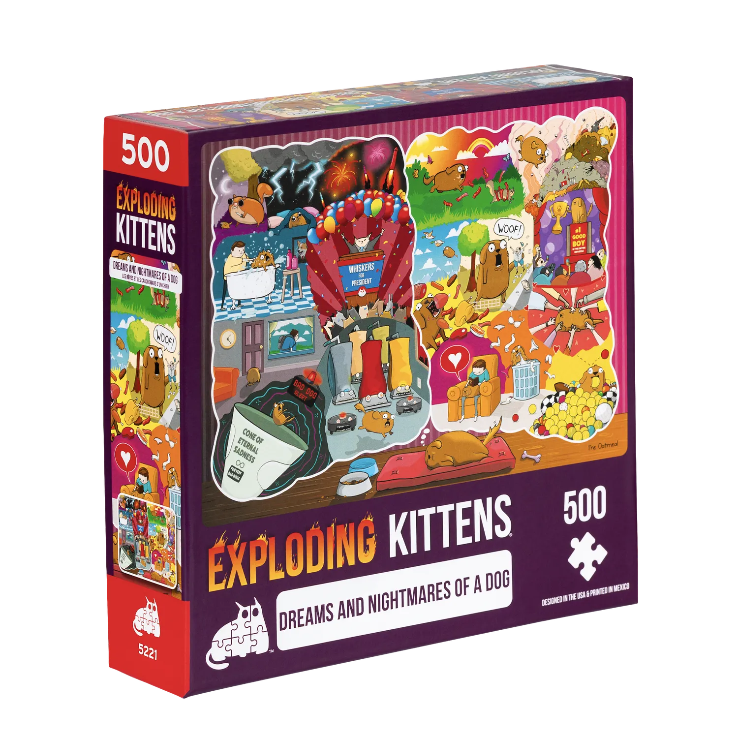 Exploding Kittens Dog Dreams puzzle 500 pezzi The Oatmeal