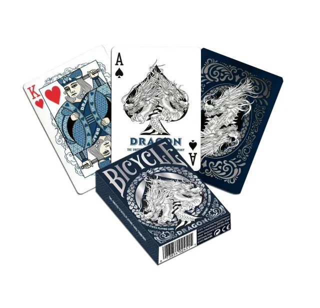 Bicycle Dragons carte da poker mazzo collezione blu argento