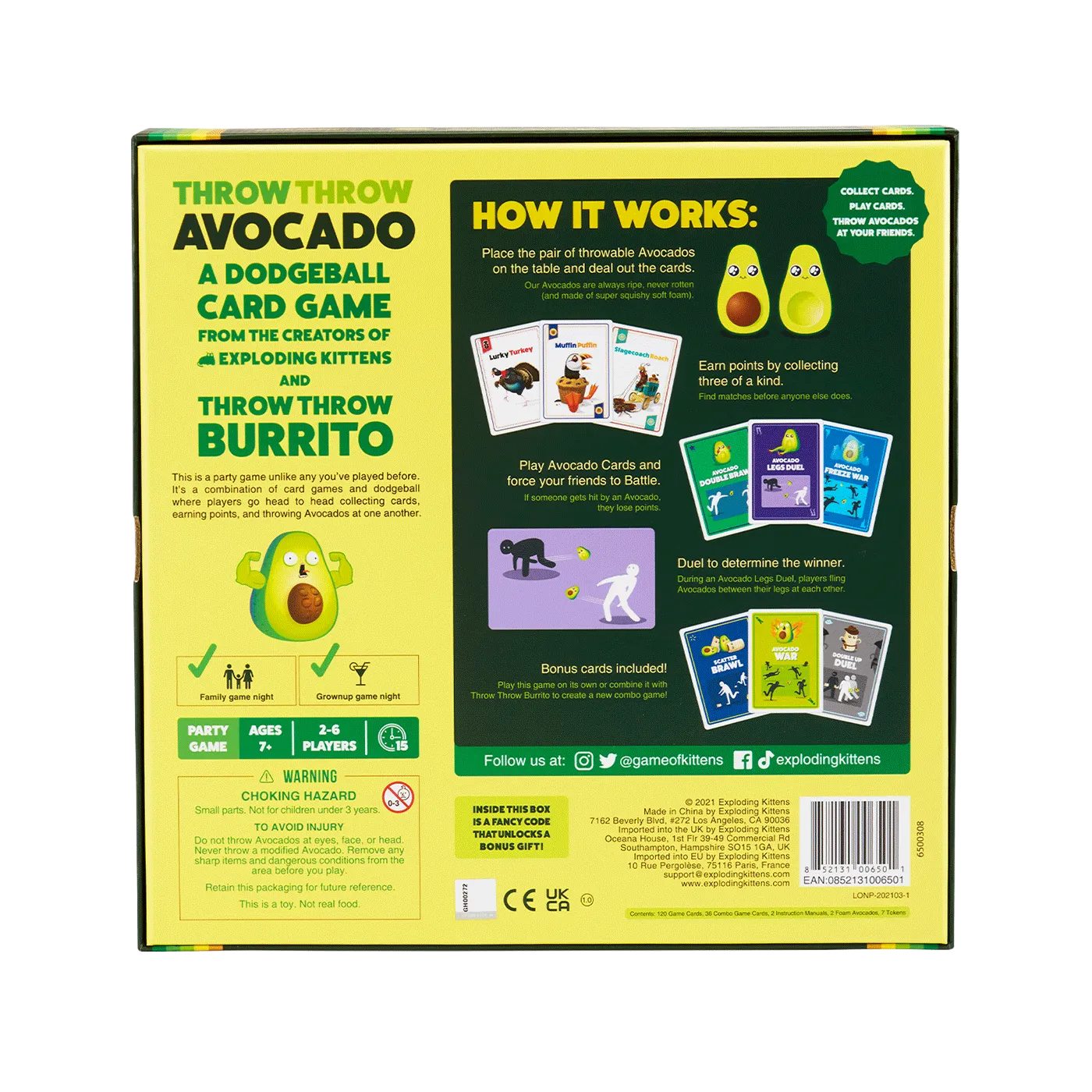Exploding Kittens Throw Throw Avocado gioco carte schivata