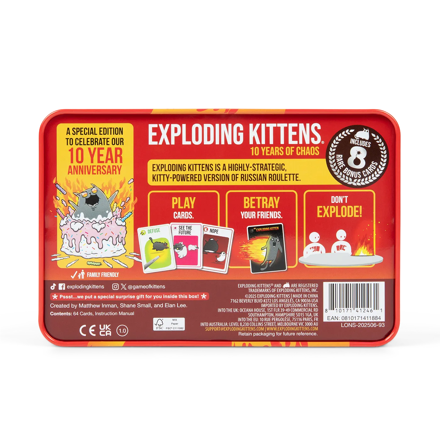 Exploding Kittens Original 10th Anniversary Tin gioco carte