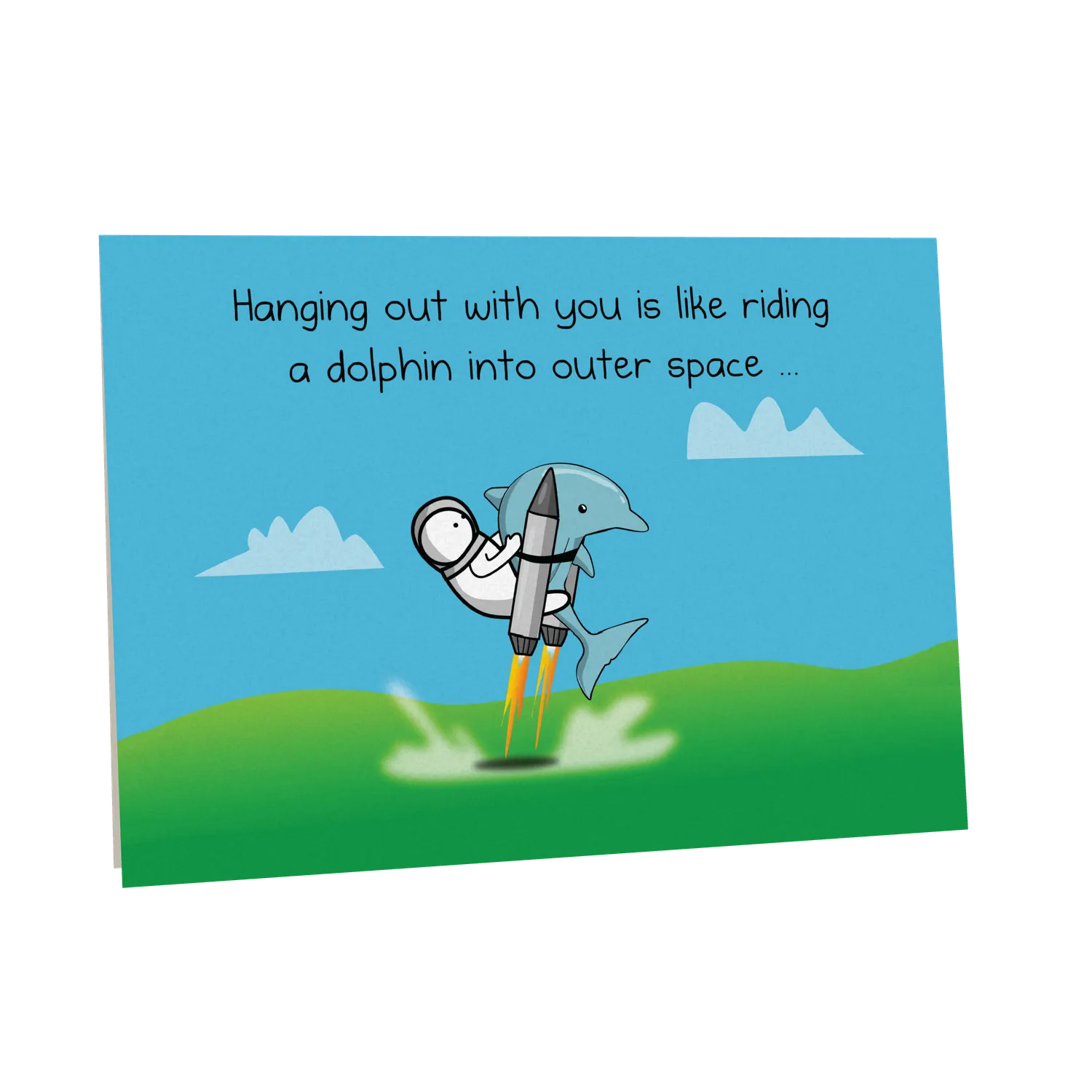 Exploding Kittens Dolphin Space biglietto compleanno NSFW