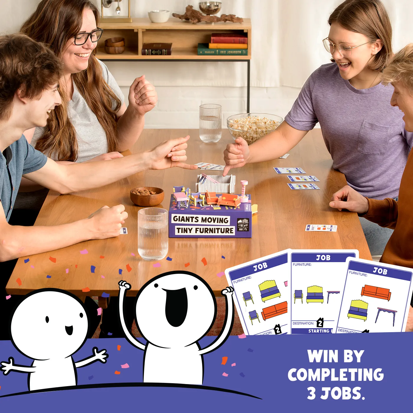 Exploding Kittens Giants Moving Tiny Furniture gioco party