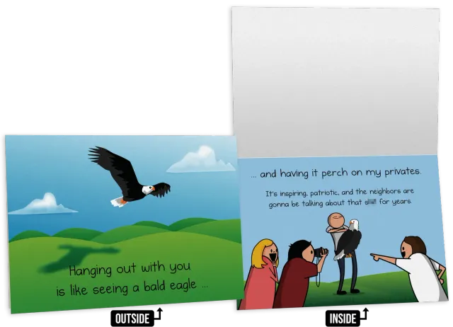 Exploding Kittens Bald Eagle biglietto amicizia singolo NSFW