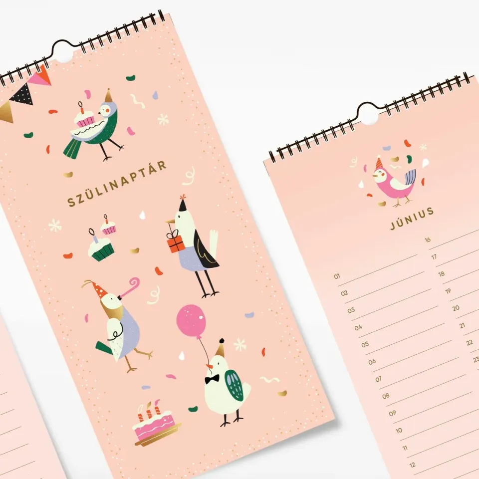 körvonal Szülinaptar Calendario Compleanni Perpetuo Uccelli