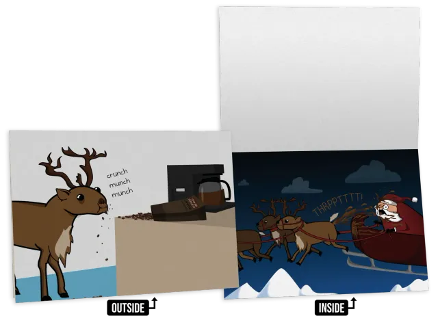 Exploding Kittens Reindeer Coffee biglietto auguri natale NSFW