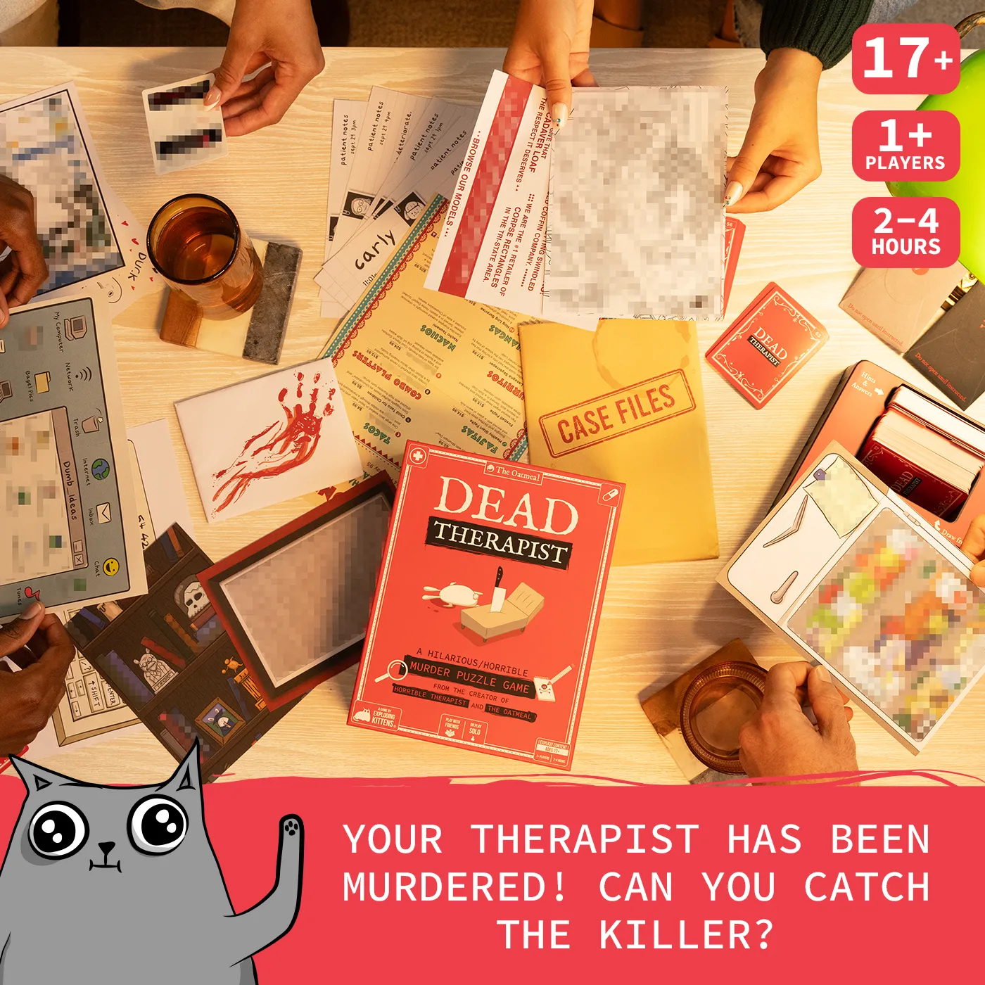 Exploding Kittens Dead Therapist gioco investigativo giallo