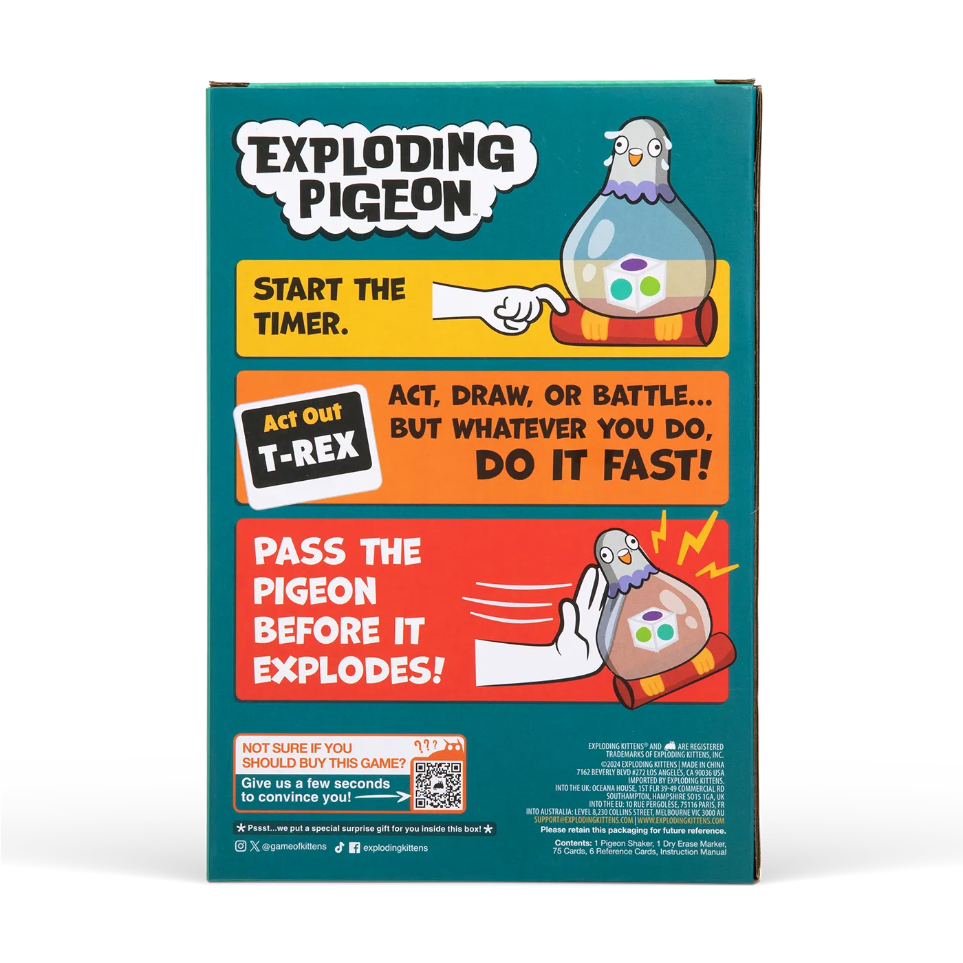 Exploding Kittens Exploding Pigeon gioco party con piccione
